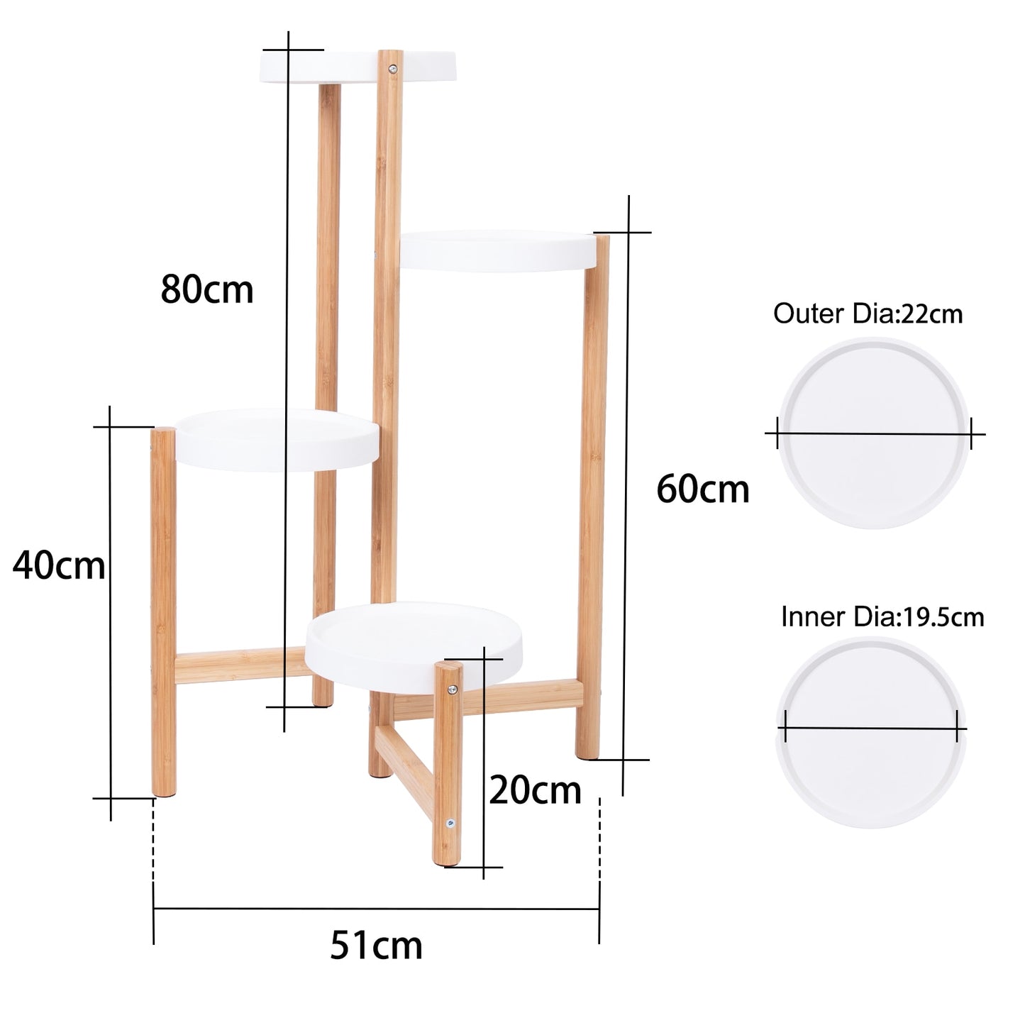 4 Tier Bamboo Plant Stand Tall Corner Indoor Flower Pot Holder Nordic Display Rack for Living Room Bedroom Balcony