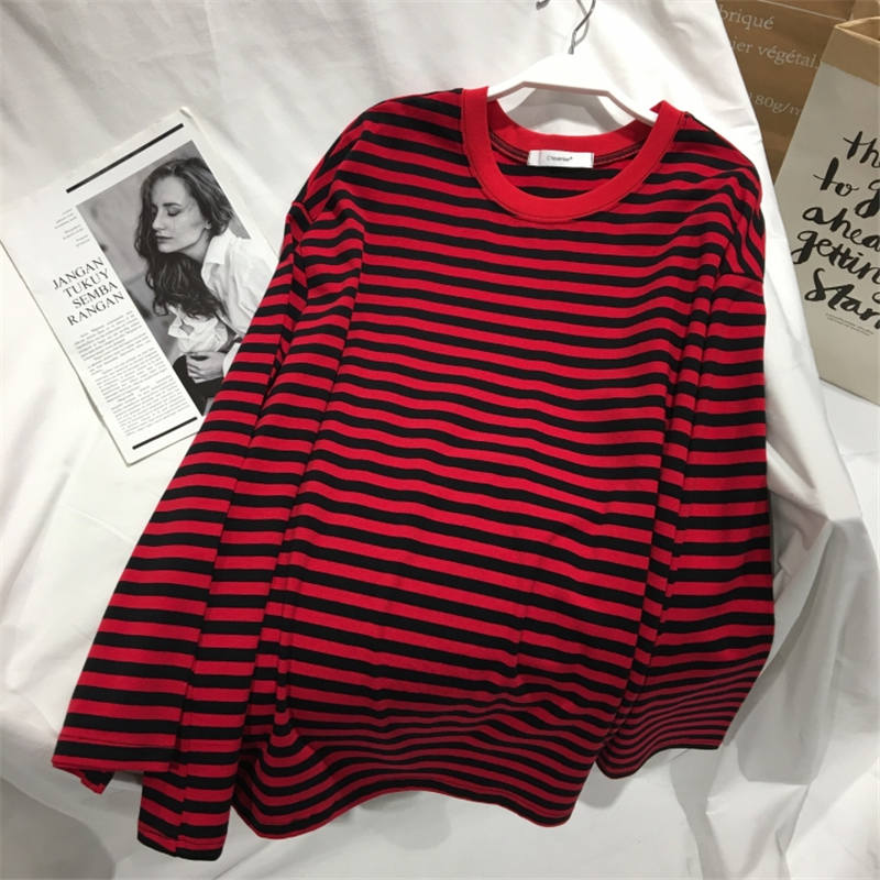 Neploe 2022 Autumn Striped Sweaters Medium-long Causal Pullovers Thin O-neck Top Korean Streetwear Plus Size Women Clothes
