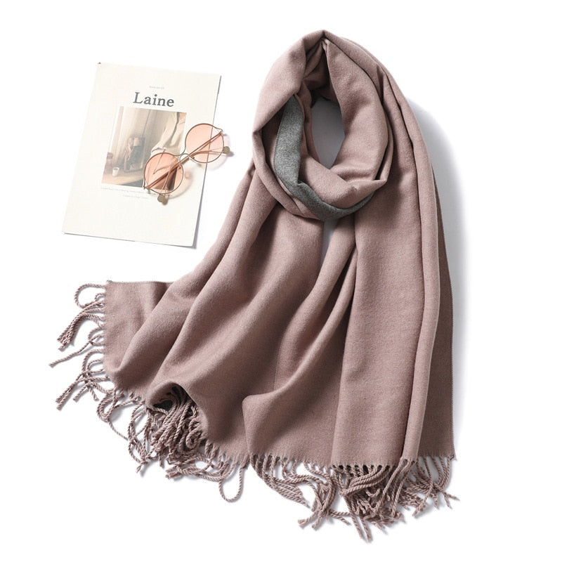 Winter Cashmere Scarf Women Thick Warm Shawls Wraps Lady Solid Scarves Fashion Tassels Pashmina Blanket quality foulard 2021 New