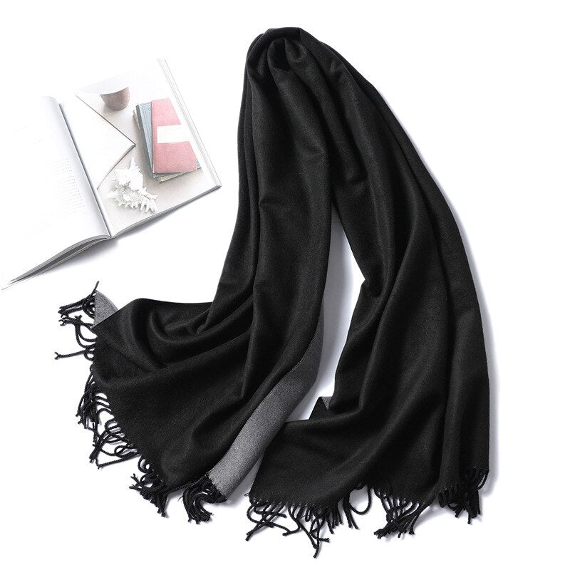 Winter Cashmere Scarf Women Thick Warm Shawls Wraps Lady Solid Scarves Fashion Tassels Pashmina Blanket quality foulard 2021 New