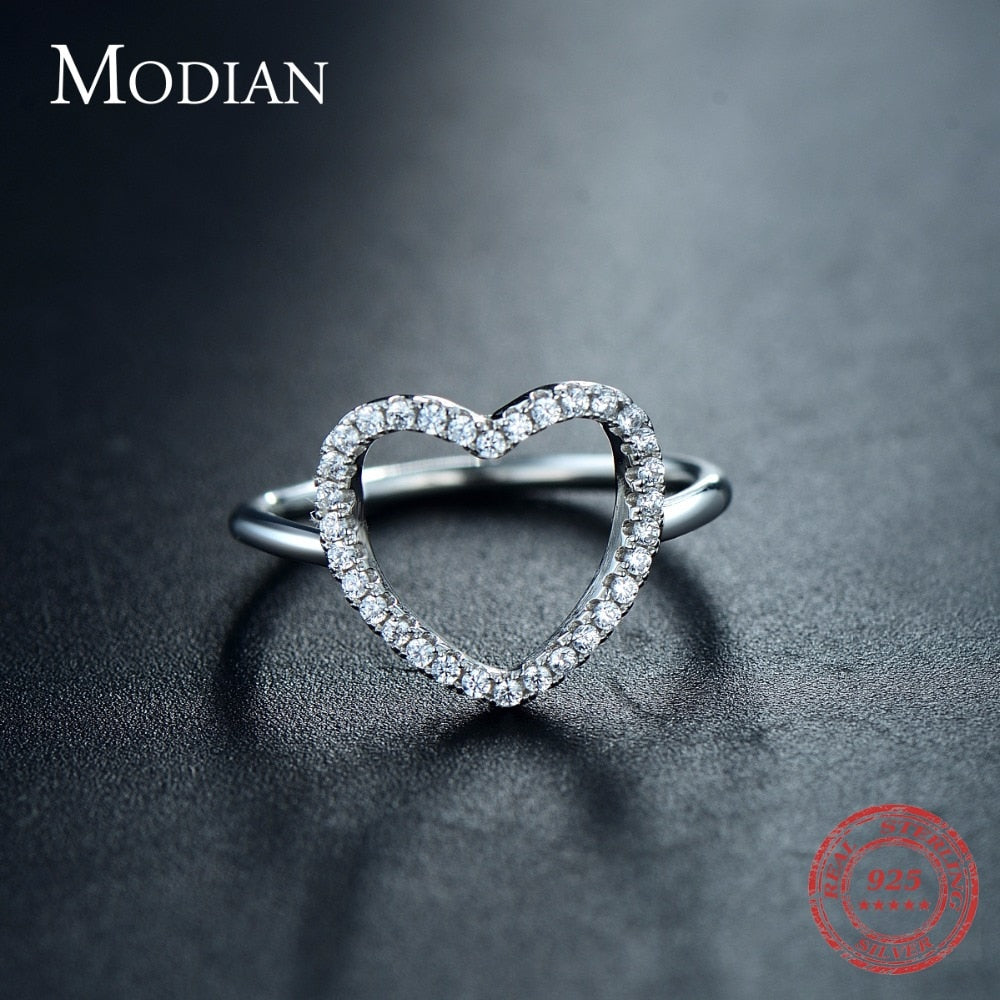 2021 New Design Fashion Solid 925 Sterling Silver Heart Shape Classic Love Ring 5A Zircon Finger Rings For Women Engagement Jewe