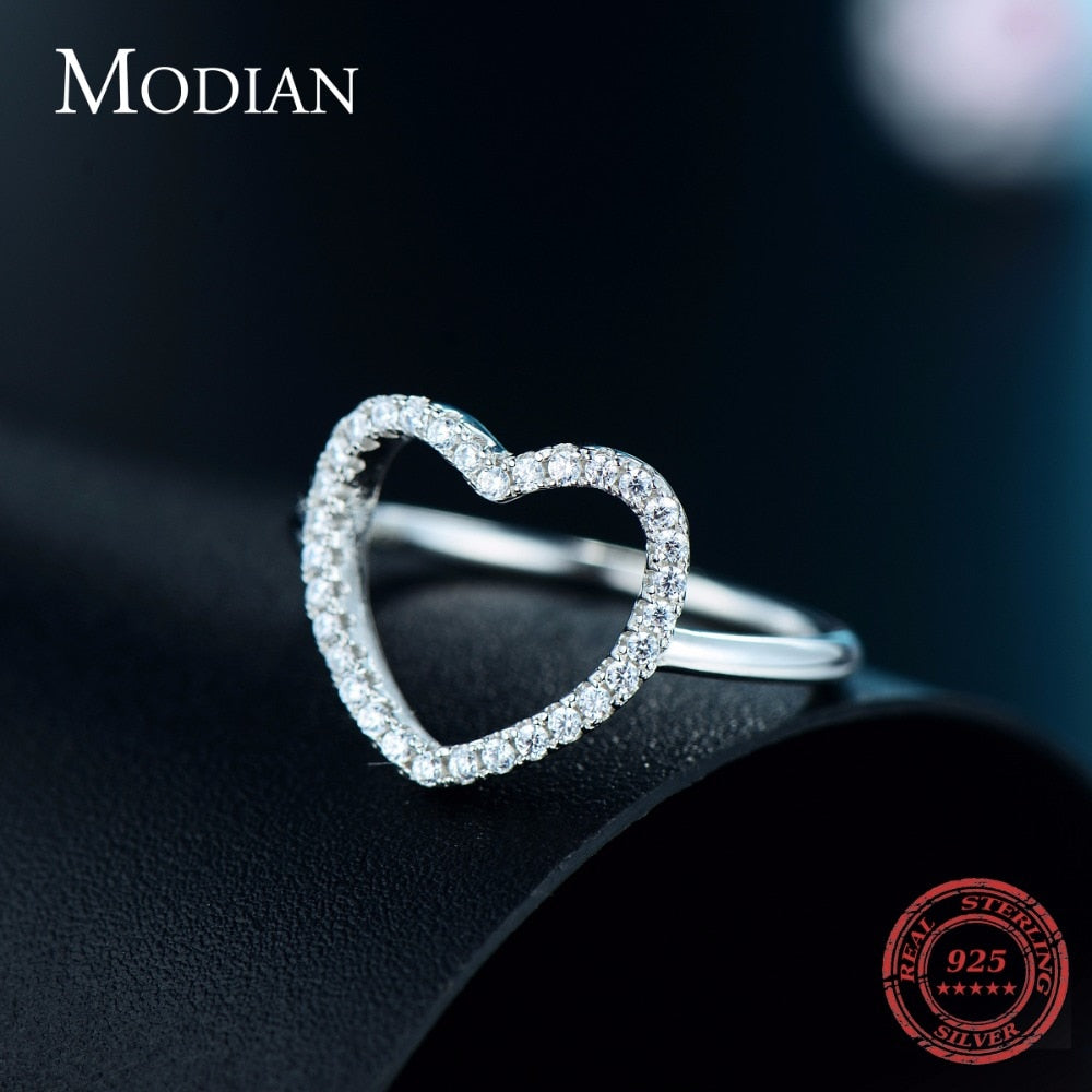 2021 New Design Fashion Solid 925 Sterling Silver Heart Shape Classic Love Ring 5A Zircon Finger Rings For Women Engagement Jewe