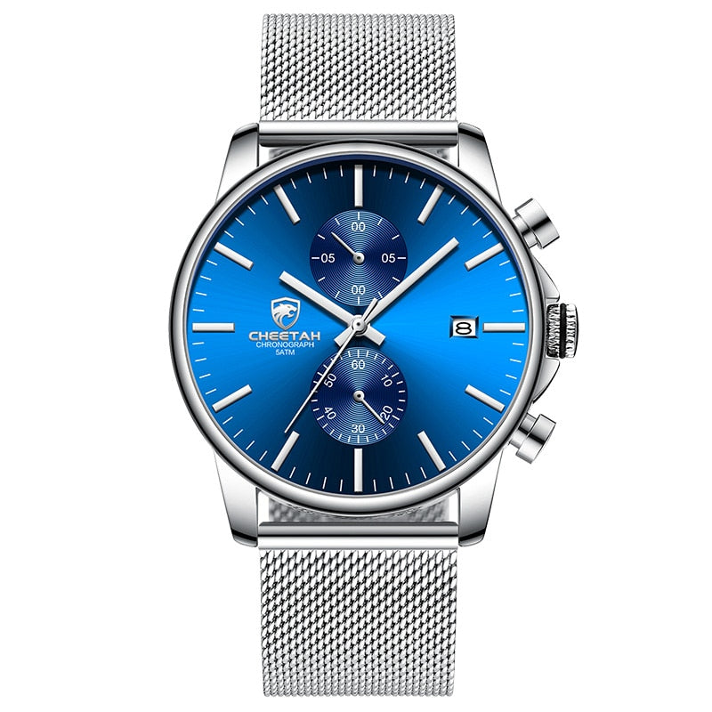 Men Watch New CHEETAH Top Brand Stainless Steel Waterproof Chronograph Watches Mens Business Blue Quartz Wristwatch reloj hombre