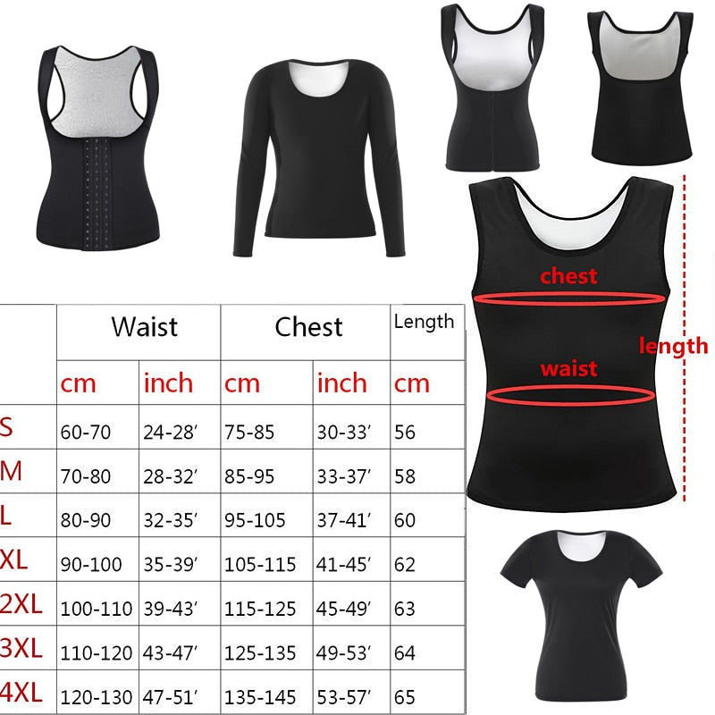 New Women Waist Trainer Corset Weight Loss Slimming Shirt Silver Coating Sauna Sweat Vest Workout Body Shaper Tank Top Shapewear