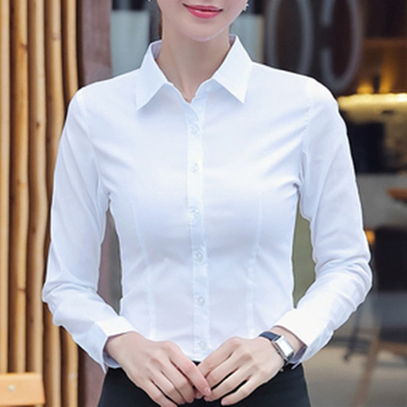 Women Cotton Shirts Women White Shirt  Long Sleeve  Blouse Female Tops OL Basic Shirt Blouses Plus Size Elegant Woman Clothing