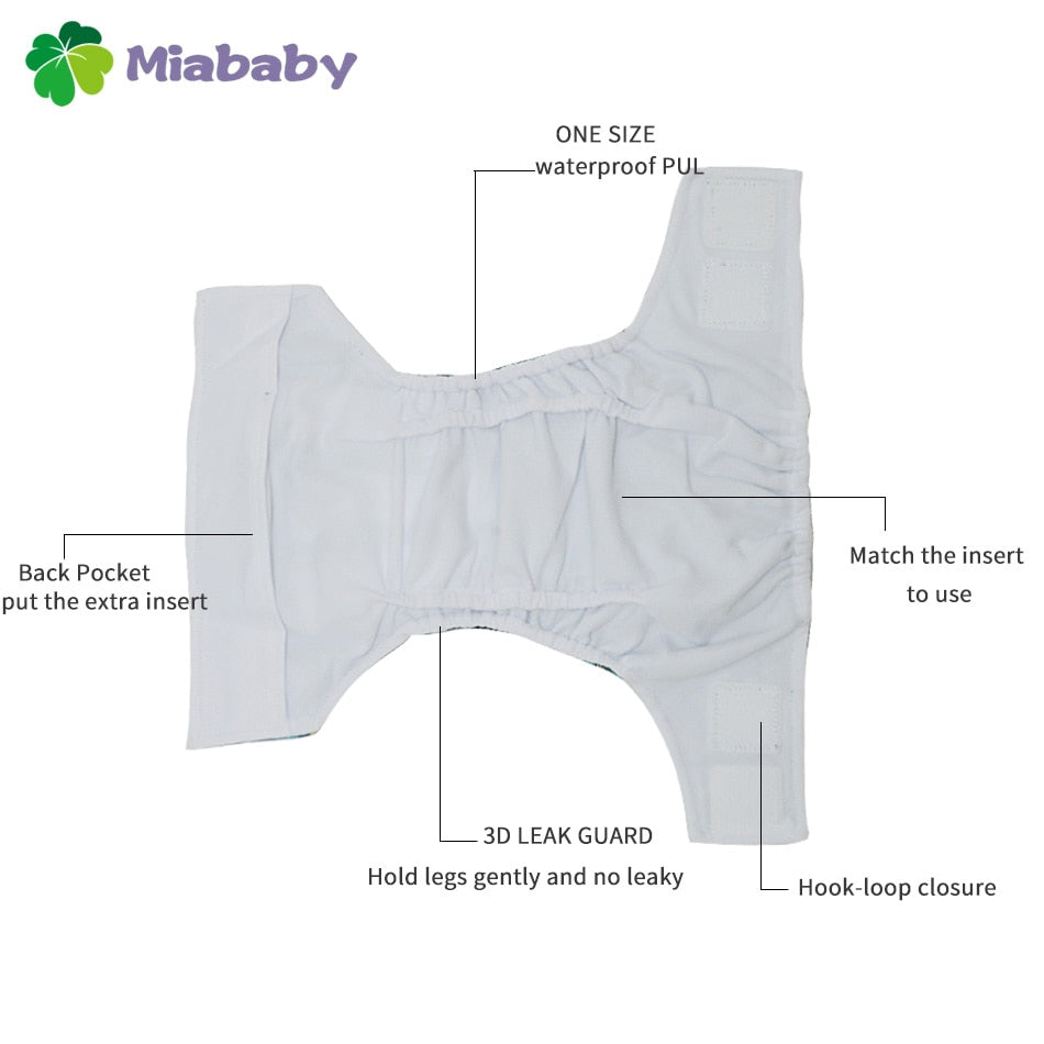 Miababy Hook&amp;Loop OS Pocket Cloth Diaper,with one pockets,waterproof and breathable,for 3-15 kg baby