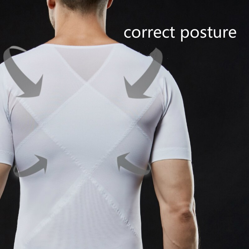 Men Slimming Shaper Posture Tops Male Belly Abdomen Corrector Compression Body Building Chest Tummy Shirt