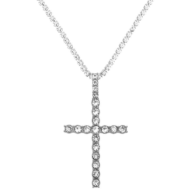 Iced Out Crystal Ankh Cross Pendant Tennis Necklace For Women Shining Butterfly Rhinestone Clavicle Chain Choker 2021 New Jewely