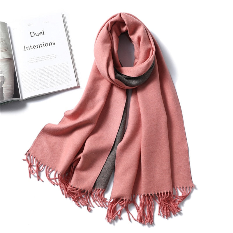 Winter Cashmere Scarf Women Thick Warm Shawls Wraps Lady Solid Scarves Fashion Tassels Pashmina Blanket quality foulard 2021 New