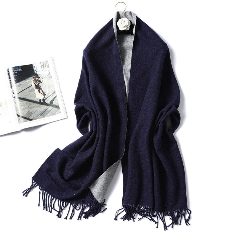 Winter Cashmere Scarf Women Thick Warm Shawls Wraps Lady Solid Scarves Fashion Tassels Pashmina Blanket quality foulard 2021 New