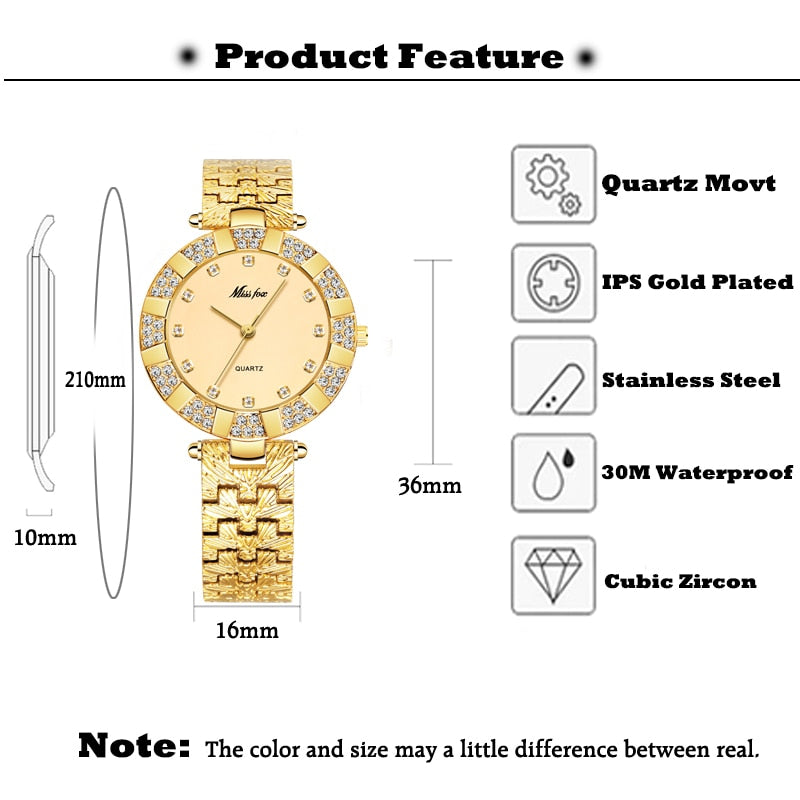 MISSFOX Women Watches Luxury Brand Fashion Casual Ladies Watch Women Quartz Diamond Geneva Lady Bracelet Wrist Watches For Women