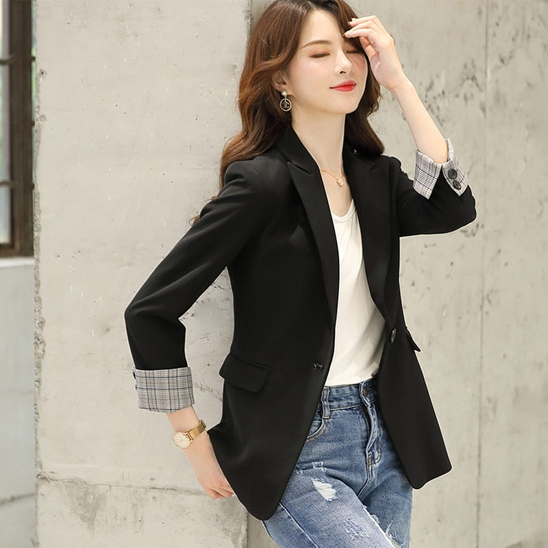 HIGH QUALITY Fashion 2020 Design Blazer Jacket Women&#39;s Green Black Blue Solid Tops For Office Lady Wear Size S-4XL