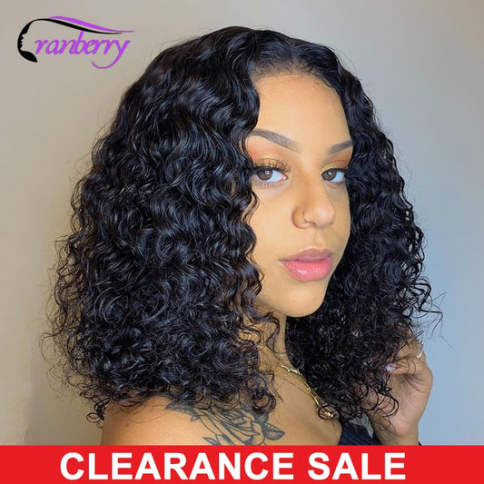 Cranberry Short Curly Bob Wig Wet And Wavy Water Wave Bob Wig Malaysian Lace Front Human Hair Wigs For Women HD 13x4 Frontal Wig