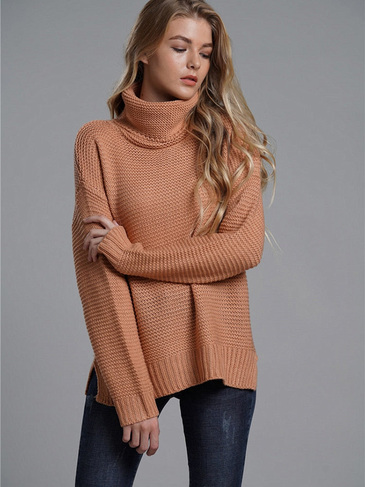 Fitshinling Fashion Woman Winter Sweater Knitwear Hot Sale 6 Colors Solid Women&#39;s Turtleneck Sweaters And Pullovers Jumper Sale