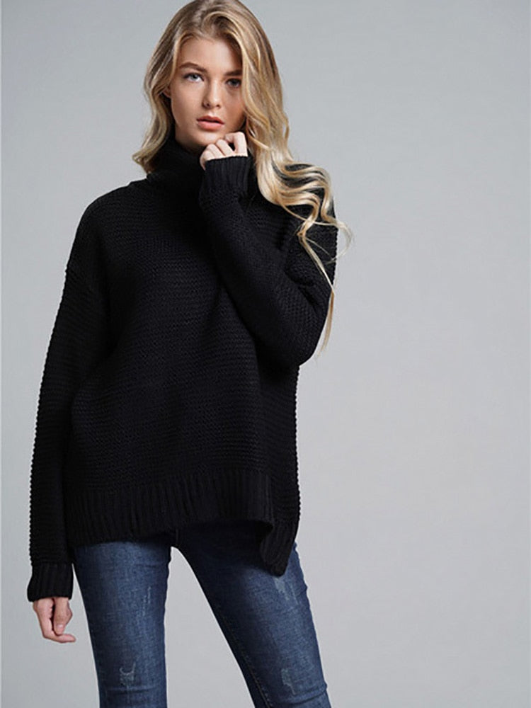 Fitshinling Fashion Woman Winter Sweater Knitwear Hot Sale 6 Colors Solid Women&#39;s Turtleneck Sweaters And Pullovers Jumper Sale