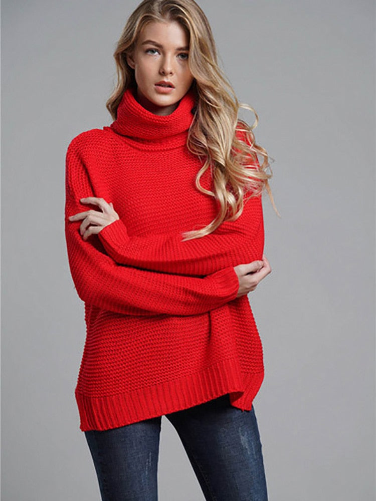 Fitshinling Fashion Woman Winter Sweater Knitwear Hot Sale 6 Colors Solid Women&#39;s Turtleneck Sweaters And Pullovers Jumper Sale