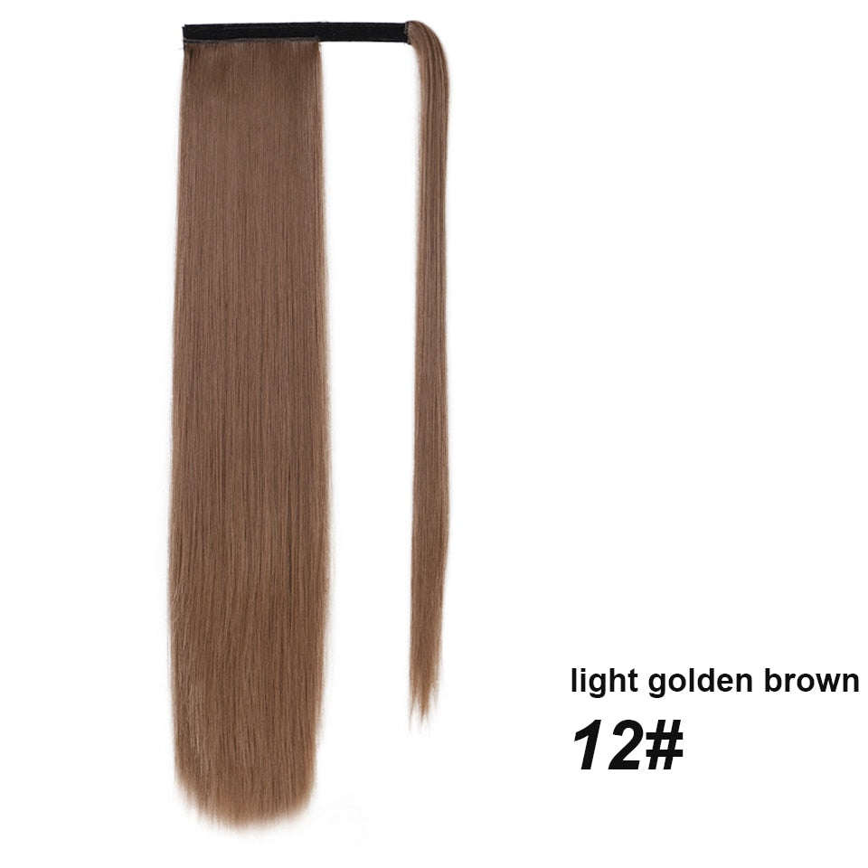 Synthetic Corn Wavy Long Ponytail Synthetic Hairpiece Wrap on Clip Hair Extensions Ombre Brown Pony Tail Blonde Fack Hair