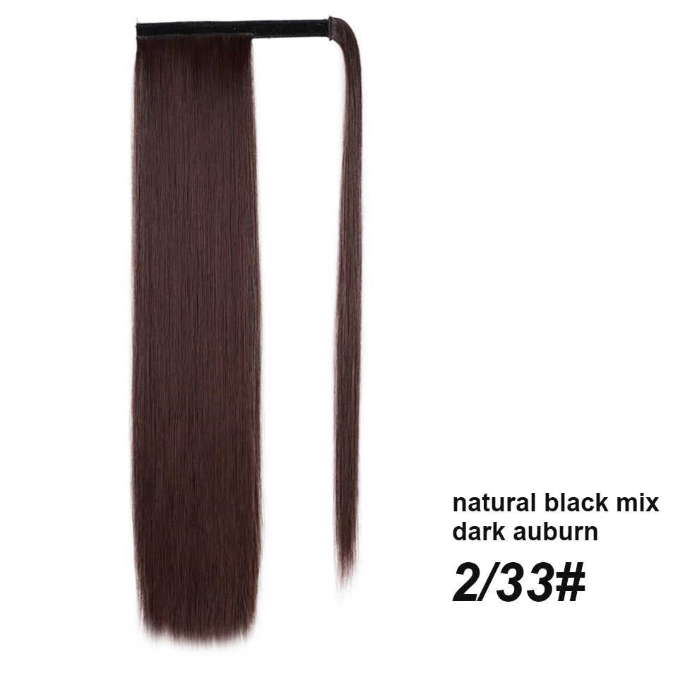 Synthetic Corn Wavy Long Ponytail Synthetic Hairpiece Wrap on Clip Hair Extensions Ombre Brown Pony Tail Blonde Fack Hair