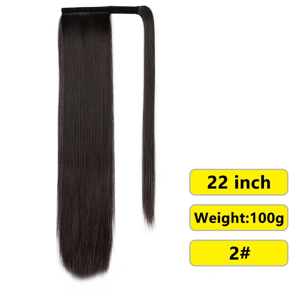 Synthetic Corn Wavy Long Ponytail Synthetic Hairpiece Wrap on Clip Hair Extensions Ombre Brown Pony Tail Blonde Fack Hair