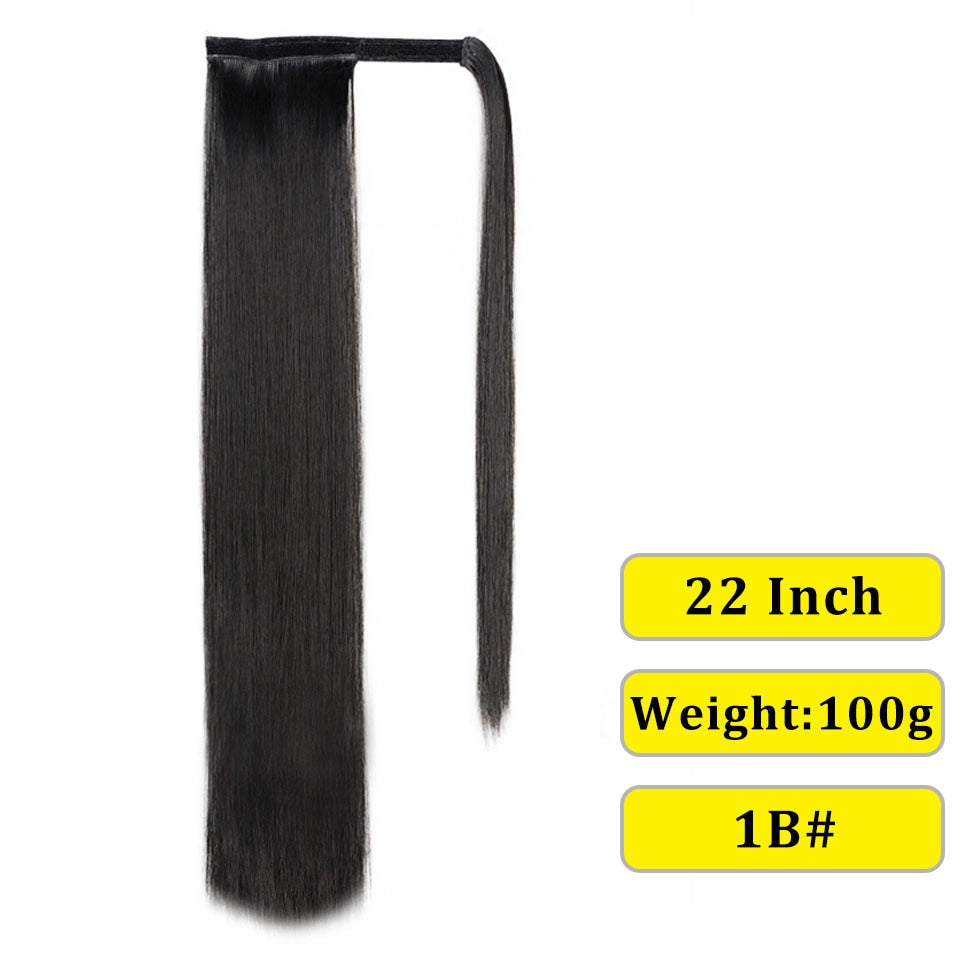 Synthetic Corn Wavy Long Ponytail Synthetic Hairpiece Wrap on Clip Hair Extensions Ombre Brown Pony Tail Blonde Fack Hair