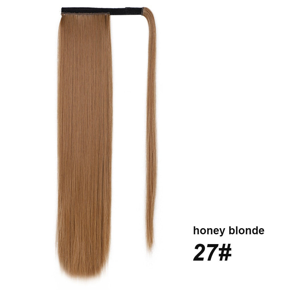 Synthetic Corn Wavy Long Ponytail Synthetic Hairpiece Wrap on Clip Hair Extensions Ombre Brown Pony Tail Blonde Fack Hair