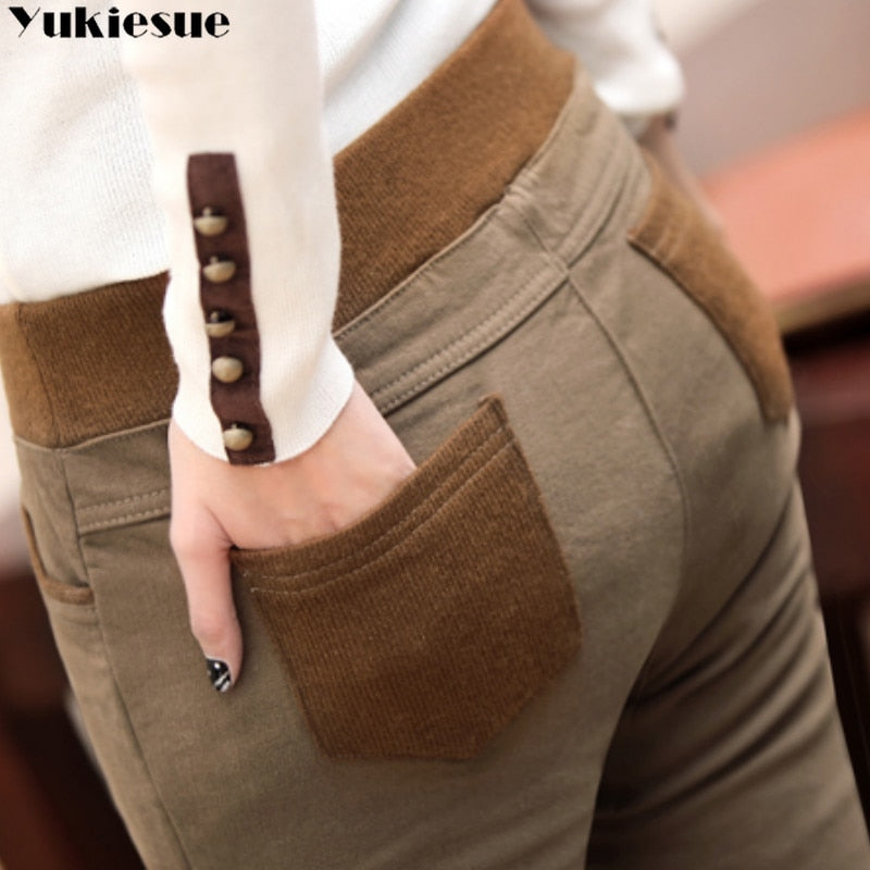 Plus Size S-4XL Women Pencil Pants High Waist Skinny Thick Velvet Warm Winter Leggings Jeggings Legins Feminina Trousers 90H