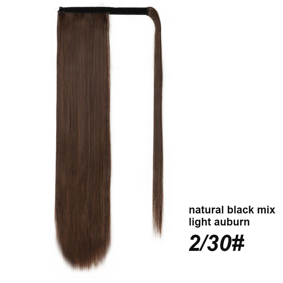 Synthetic Corn Wavy Long Ponytail Synthetic Hairpiece Wrap on Clip Hair Extensions Ombre Brown Pony Tail Blonde Fack Hair