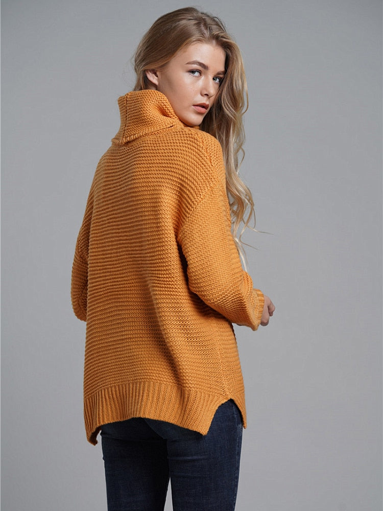 Fitshinling Fashion Woman Winter Sweater Knitwear Hot Sale 6 Colors Solid Women&#39;s Turtleneck Sweaters And Pullovers Jumper Sale