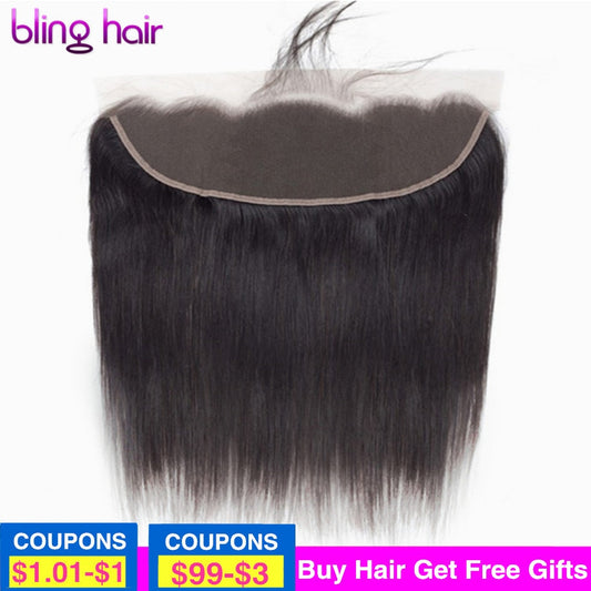bling hair 13x4 HD Transparent Lace Frontal Closure Human Hair Brazilian Straight 4x4 Lace Closure Free Middle Part Remy Hair