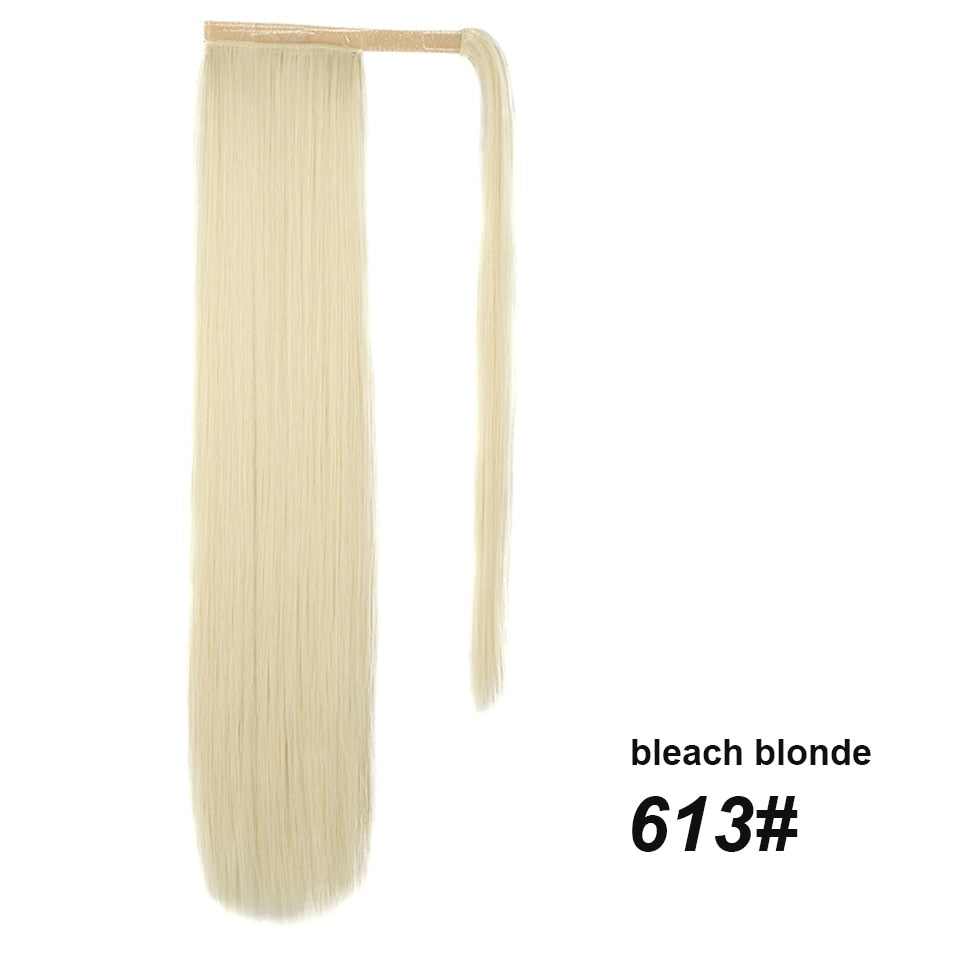 Synthetic Corn Wavy Long Ponytail Synthetic Hairpiece Wrap on Clip Hair Extensions Ombre Brown Pony Tail Blonde Fack Hair