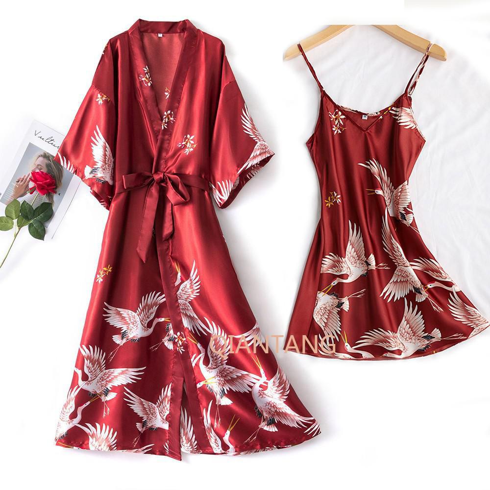 Fashion Women&#39;s Summer Mini Kimono Robe Lady Rayon Bath Gown Yukata Nightgown Sleepwear Sleepshirts Pijama Mujer Size M-XXL