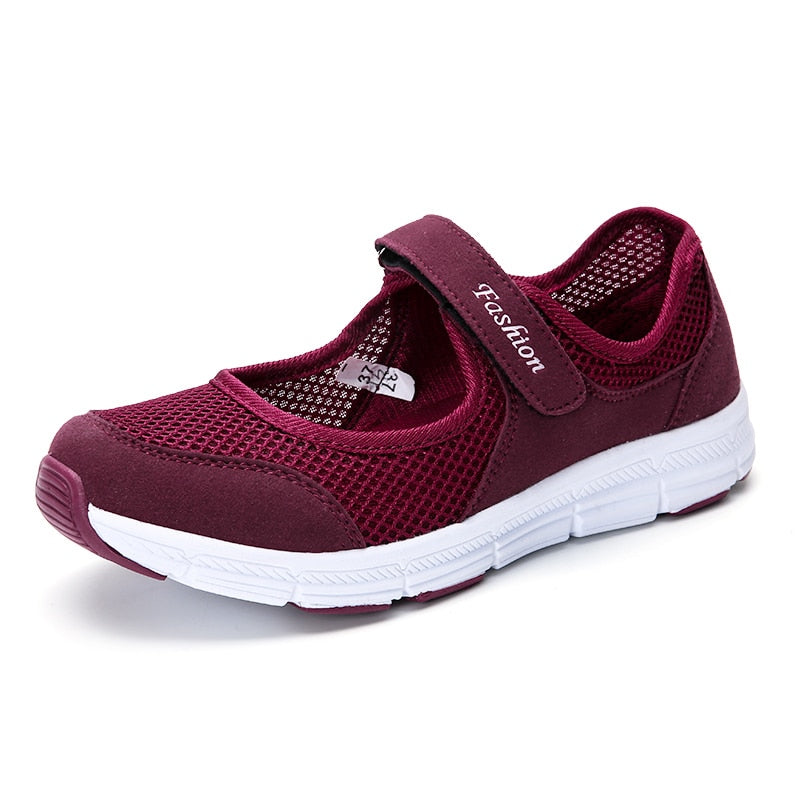 Ultra Light Mesh Flat Shoes For Women Shallow Mary Janes Casual Shoes Comfort Walking Shoes Ladies Tennis Sneakers Plus Size