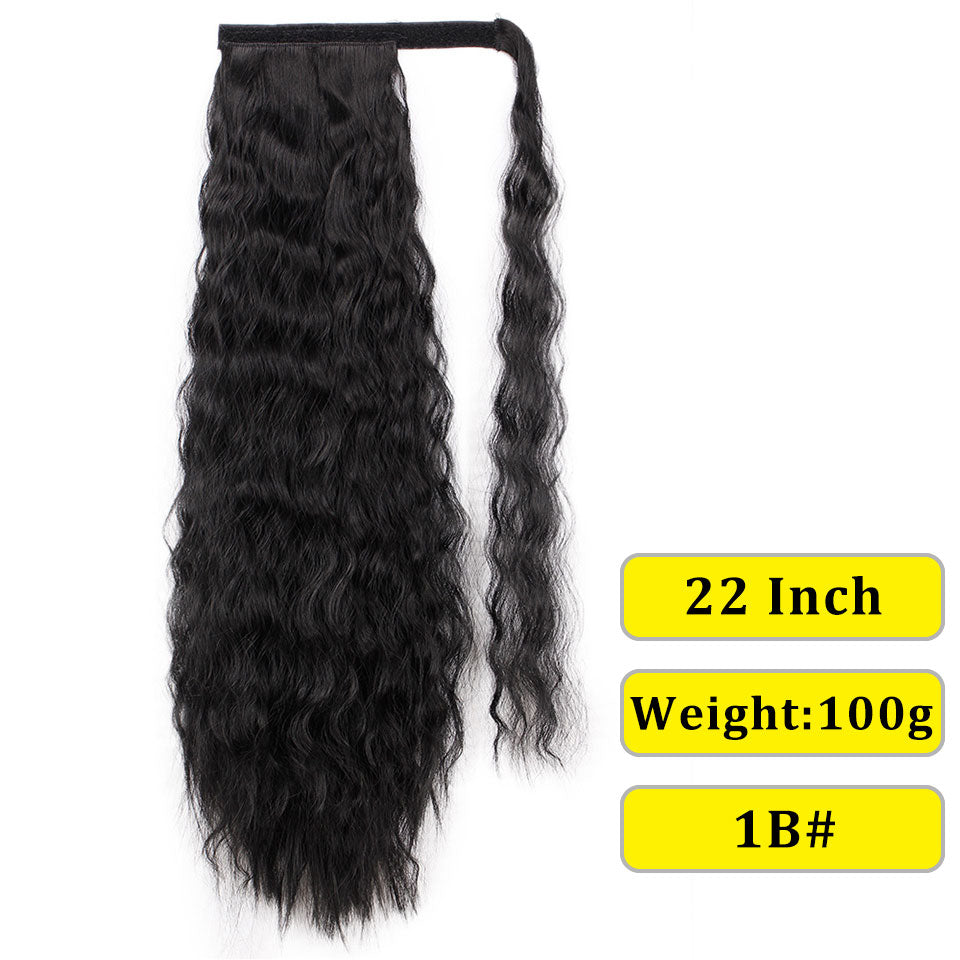 Synthetic Corn Wavy Long Ponytail Synthetic Hairpiece Wrap on Clip Hair Extensions Ombre Brown Pony Tail Blonde Fack Hair