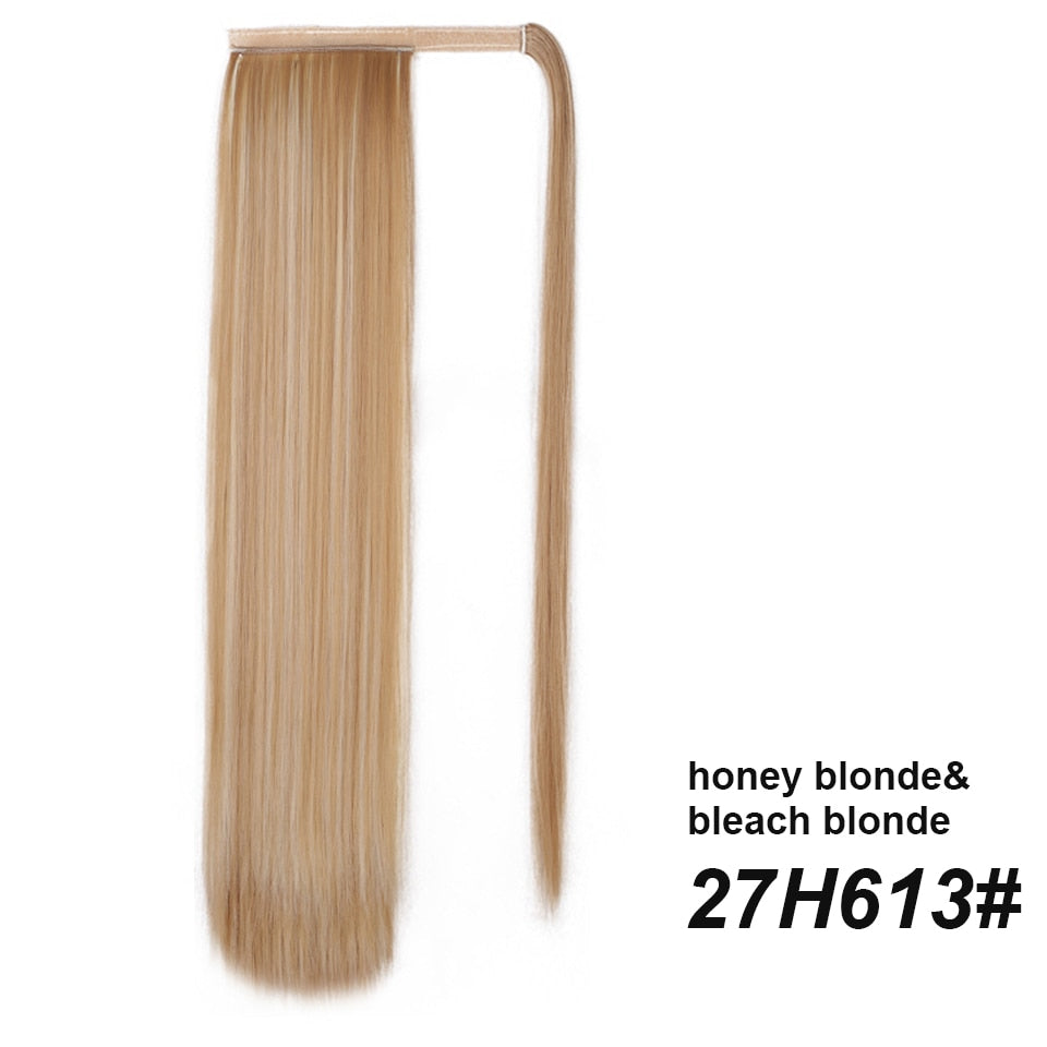 Synthetic Corn Wavy Long Ponytail Synthetic Hairpiece Wrap on Clip Hair Extensions Ombre Brown Pony Tail Blonde Fack Hair