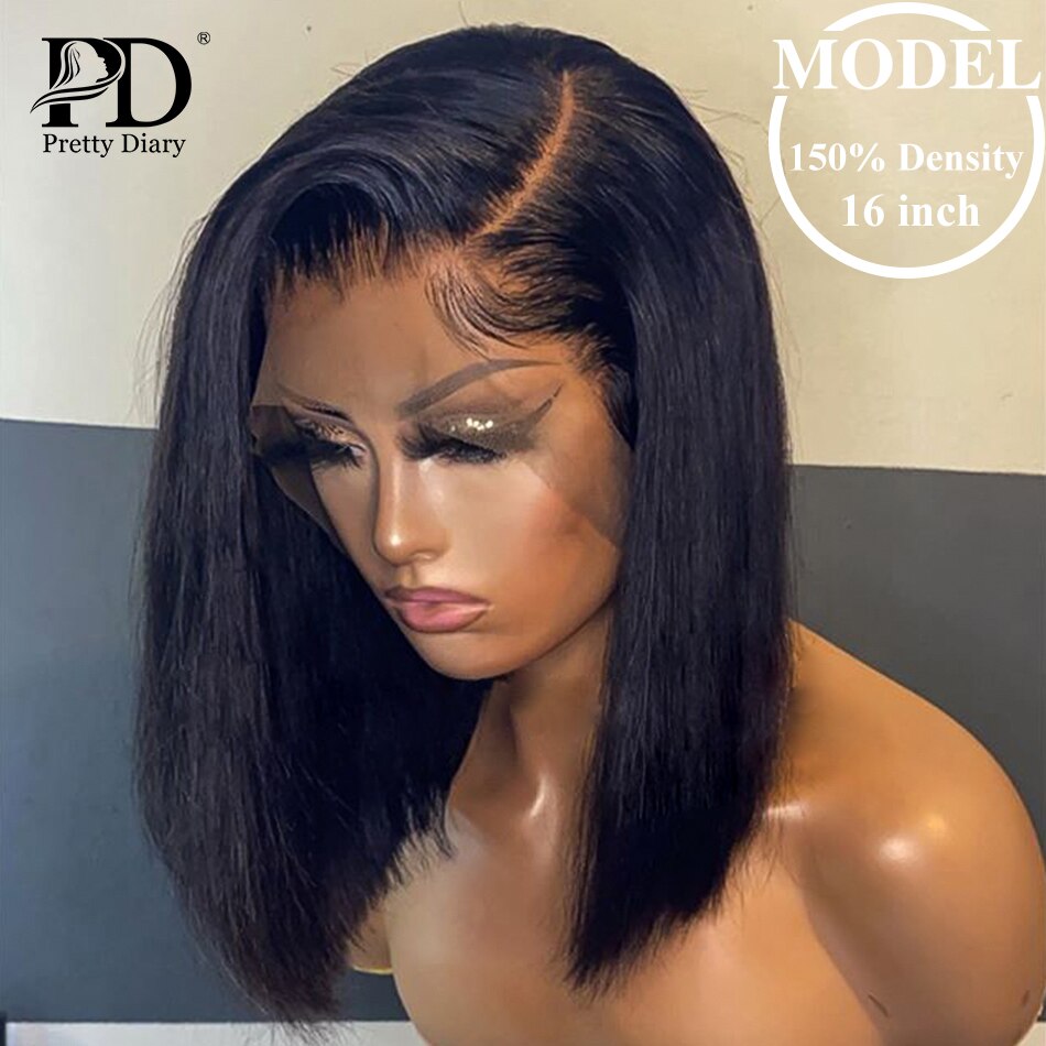 Bone Straight Short Bob 13x4 13x6  Lace Front Human Hair Wig Pre Plucked Brazilian Frontal 4x4 Closure Wigs For Black Women