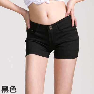 New Summer Womens Casual Jeans Shorts Plus Size Ladies Solid White Black Denim Shorts Female Slim Leisure Denim Shorts Feminino