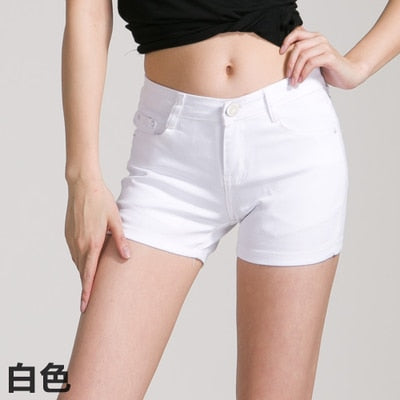 New Summer Womens Casual Jeans Shorts Plus Size Ladies Solid White Black Denim Shorts Female Slim Leisure Denim Shorts Feminino