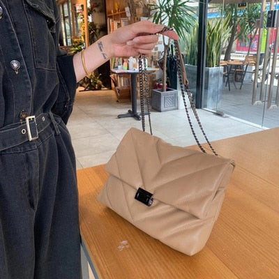 Big Chain Tote Women Shoulder Bag Fashion Large Capacity Messenger Bags for Women 2020 Solid Color Crossbody Bag Women&#39;s Bags