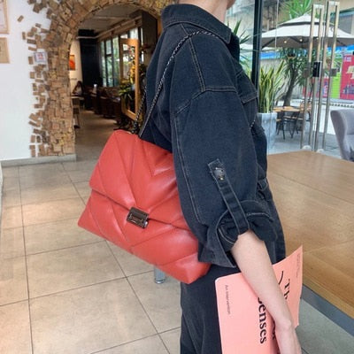 Big Chain Tote Women Shoulder Bag Fashion Large Capacity Messenger Bags for Women 2020 Solid Color Crossbody Bag Women&#39;s Bags