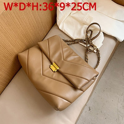 Big Chain Tote Women Shoulder Bag Fashion Large Capacity Messenger Bags for Women 2020 Solid Color Crossbody Bag Women&#39;s Bags