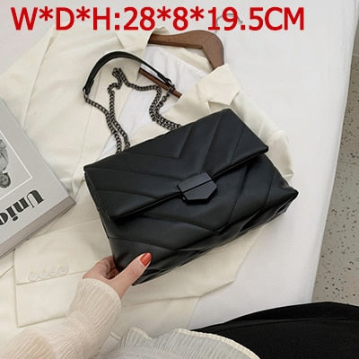 Big Chain Tote Women Shoulder Bag Fashion Large Capacity Messenger Bags for Women 2020 Solid Color Crossbody Bag Women&#39;s Bags