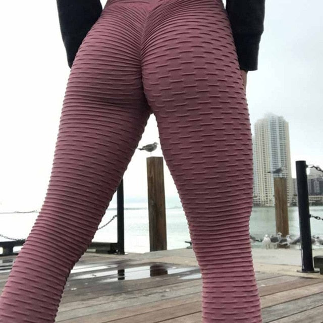 Bumps Style Leggings Put Hip Fold Elastic High Waist Legging Breathable Slim Pants indoor Sports