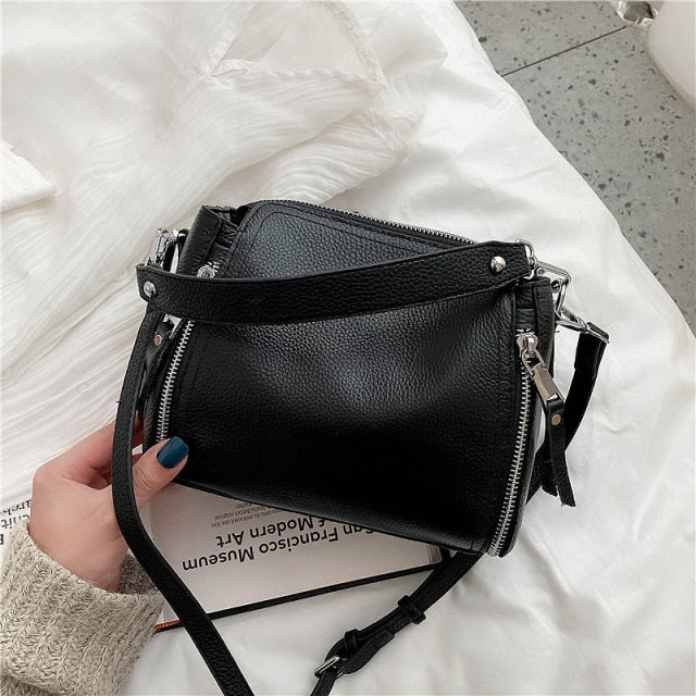 2021 New Genuine Leather Handbag Designers Women Messenger Bags Females Bucket Bag Leather Crossbody Shoulder Bag Handbag Bolsa