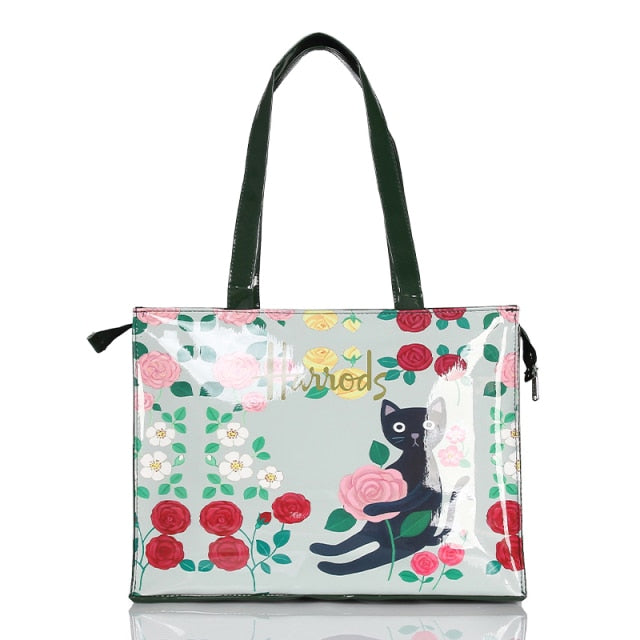 New Fashion Style Jelly Handbag for Women Eco Friendly Flower Tote Shopping Bag Reusable Waterproof PVC Shoulder Shopper Bag