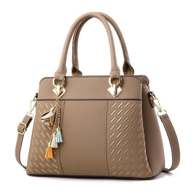 2021 Women Handbags Leather Totes Bag Top-handle Embroidery Crossbody Bag Shoulder Bag Lady Simple Style Hand Bags