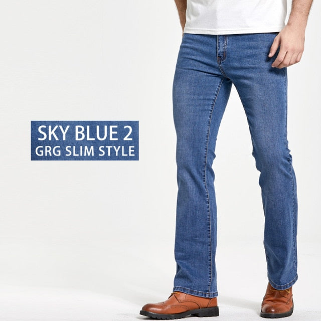 Mens Boot Cut Jeans Slightly Flared Slim Fit Blue Black Trousers Classic  Male at  Men's Clothing store