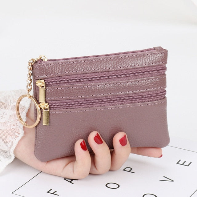 2021 Fashion Women Wallet Clutch Three Zip Female Short Small Coin Purse New Brand Design Soft Mini Card Holder Wallet Money Bag