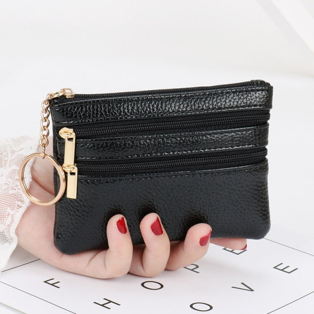 2021 Fashion Women Wallet Clutch Three Zip Female Short Small Coin Purse New Brand Design Soft Mini Card Holder Wallet Money Bag