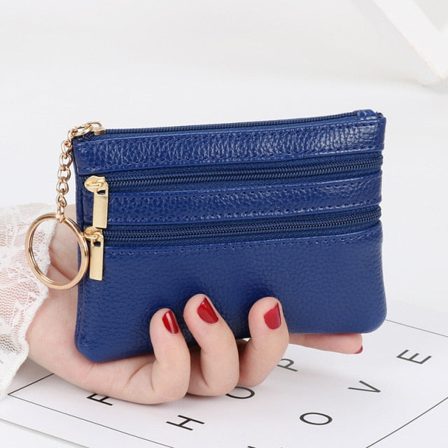 2021 Fashion Women Wallet Clutch Three Zip Female Short Small Coin Purse New Brand Design Soft Mini Card Holder Wallet Money Bag