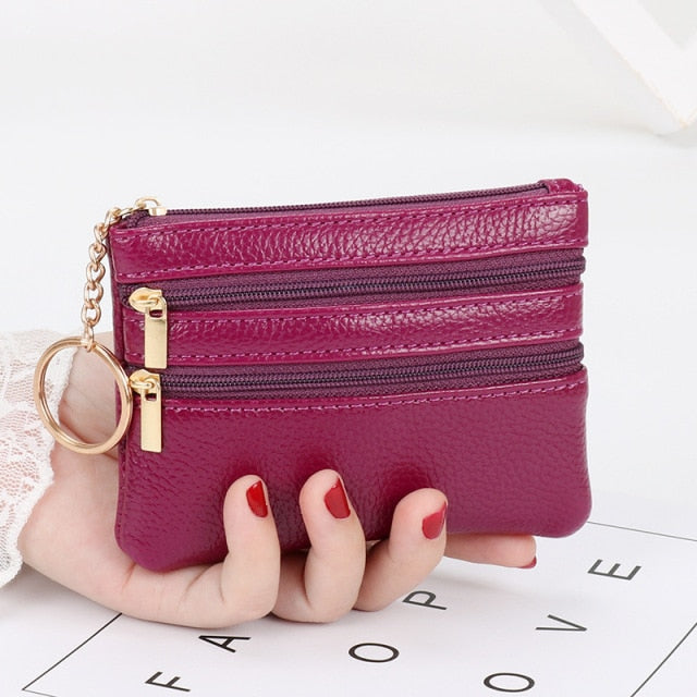 2021 Fashion Women Wallet Clutch Three Zip Female Short Small Coin Purse New Brand Design Soft Mini Card Holder Wallet Money Bag